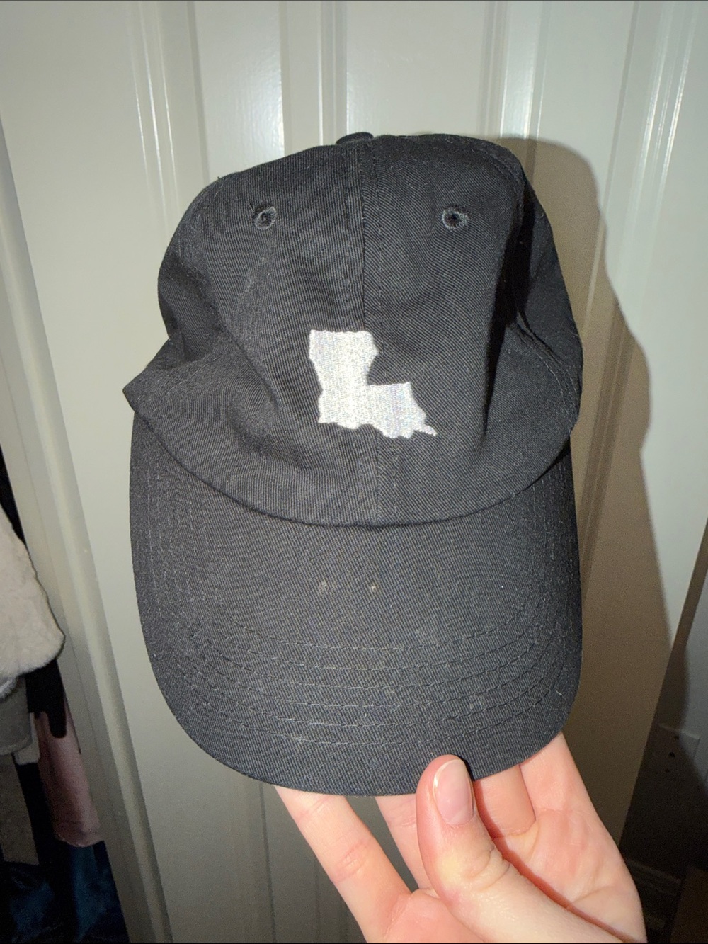 Black Baseball Cap with White State Patch
